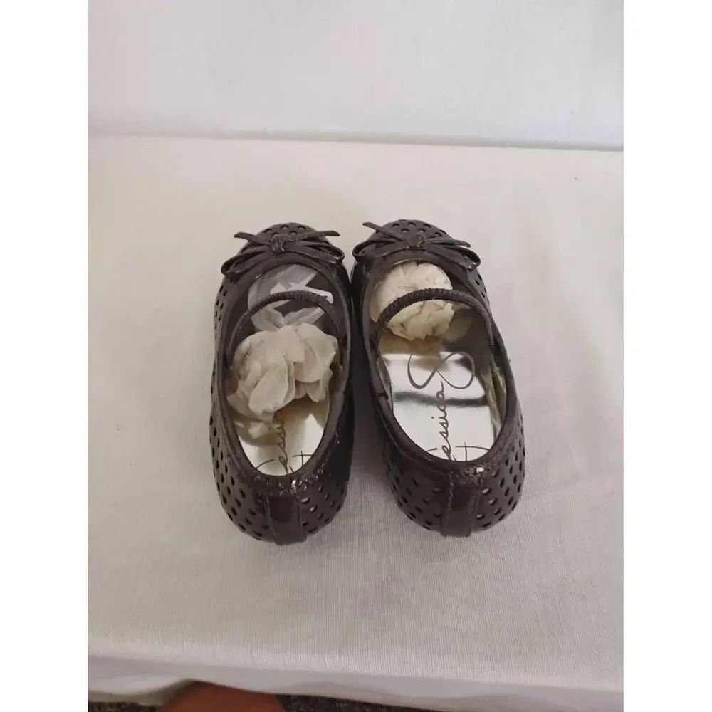 Jessica Simpson Shoes Gulianna Ballet Flats Pewter Gray Pink Hearts Metallic 6.5